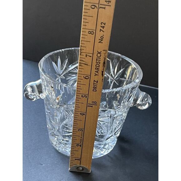 Vtg. Cut Crystal Ice Bucket Whirling Pinwheel Star Of David Cocktail Barware - Picture 10 of 11